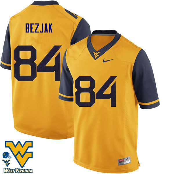 NCAA Men's Matt Bezjak West Virginia Mountaineers Gold #84 Nike Stitched Football College Authentic Jersey ZT23O56HP